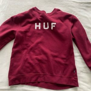 Dark Red HUF crew neck sweatshirt